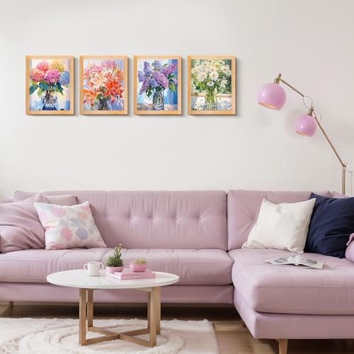 Yeaqee 4 Pcs Hydrangea Diamond Art Kits for Adults Flowers Gem Painting Kit DIY Jewel Diamond Art for Beginners Aesthetic Room Crafts Cute Painting Pictures 5d Craft Wall Decor for Home 10 x 11.8'' - style: Flower Vase