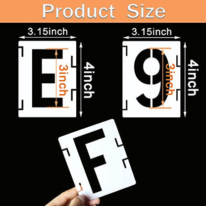 YEAJON 3 Inch Letter Stencils Symbol Numbers Craft Stencils, 42 Pcs Reusable Alphabet Templates Interlocking Stencil Kit for Painting on Wood, Wall, Fabric, Rock, Chalkboard, Sign, DIY Art Projects - size: 3 inch