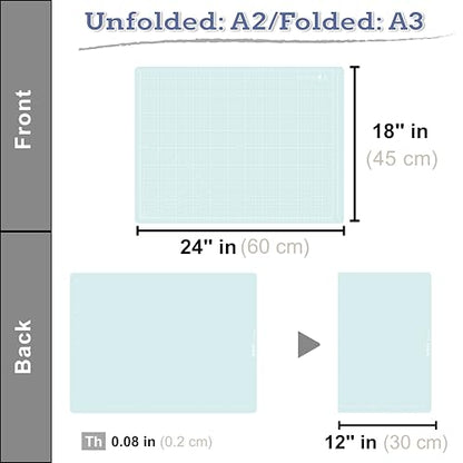 iMAT Flip Cutting Mat A2. Double-Sided, Foldable, CM Grid, Light Green