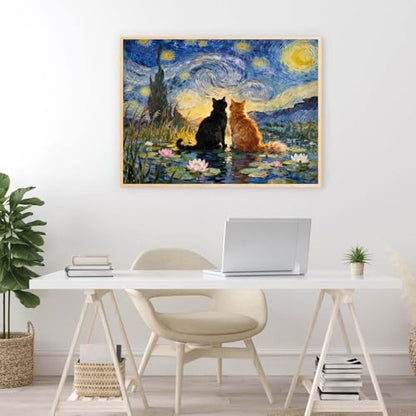 Black Cat Diamond Art Kits for Adults Cute Diamond Painting Kit Beginner - color: DP03668, size: Round Drill