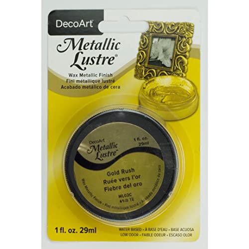 DecoArt ML02C-28 Metallic Lustre Wax, 1-Ounce, Gold Rush - color: Gold Rush, size: 1 Fl Oz (Pack of 1)