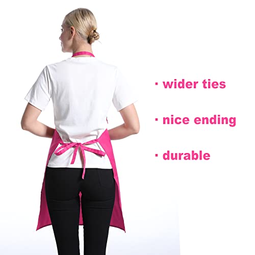 Pink Plain Bib Aprons Bulk for Women Men Adult with 2 Front Pockets (Hot Pink,15pcs), 60x70cm - color: Hot Pink-15pcs