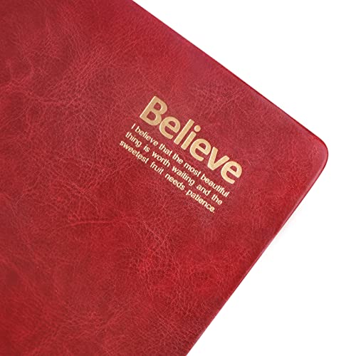 SAYEEC Thick Journal Lined Notebook 720 Pages Leather Writing Journal B6 Soft Cover College Ruled Notebook 360 Sheets Lined Paper Memo Book Personal Daily Diary Gift for Women Work Note Taking Travel - color: Dark Red B6 with Text Cover