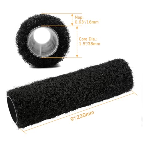 ROLLINGDOG 9" Drywall Compound Roller | 9" Roller Frame ,2PCS Roller Covers,Heavy Duty Drywall Texture Putty Roller Brush for Spreading Wall Compound - color: 2pcs roller sleeves with roller frame(pack of 3)