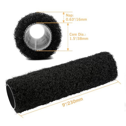 ROLLINGDOG 9" Drywall Compound Roller | 9" Roller Frame ,2PCS Roller Covers,Heavy Duty Drywall Texture Putty Roller Brush for Spreading Wall Compound - color: 2pcs roller sleeves with roller frame(pack of 3)