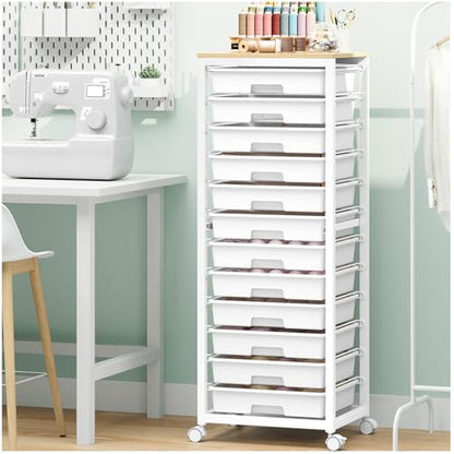 SYKIARIOL Rolling Cart with 12 Drawers,White - color: White, size: 12 Drawers