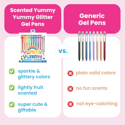 OOLY Yummy Yummy Scented Glitter Gel Pens, Set of 12, 1.00mm NIB | Ages 3+, Scented Glitter Pens for Kids and Adults, Fun for School, Planning, and Journaling, Great Gift Idea - style: Glitter Pens
