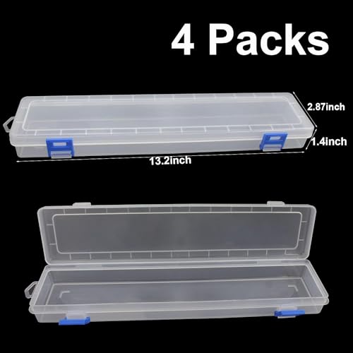 4 Pack Paint Brush Storage Box Clear Paint Brush Holder Long Brush Storage Case Watercolor Pen Container with Buckle