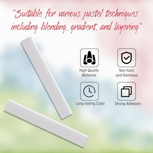 Watersay 72 Pcs Soft Chalk Pastels Set Square Sketch Chalk Soft Pastel for Artists Non-toxic Artist Pastel Sticks for Professional Artists and Art Lovers(White) - color: White