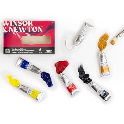 Winsor & Newton Griffin Alkyd Fast Drying Oil Paint, Beginners Set, 6 x 37ml Tubes
