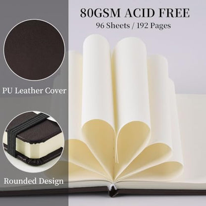 5x5 Pocket Sketch Book,80gsm Hardcover Art Sketchbook for Drawing Journal - color: PU Cover-5x5in-Dark Brown