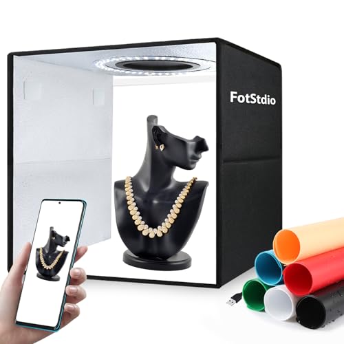 Light Box & Photo Box Photography Portable 12"x12" Studio Kit with 120 LEDs & 6 Backdrops for Jewelry & Small Product Photography – Dimmable, Versatile, Compact by FotStdio - size: 12"x12"x12"