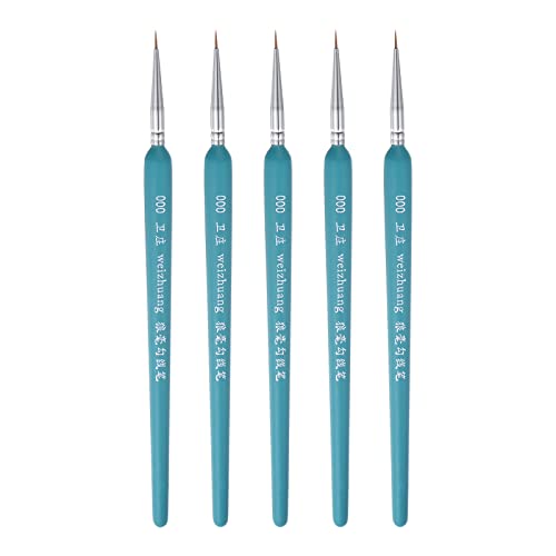 HARFINGTON 5pcs Detail Paint Brushes 6mm Pointed Tip 180mm Length Nylon Hair Miniature Painting Brush for Watercolor Oil Acrylic Painting(000#), Blue - color: Blue, size: 000# 6mm