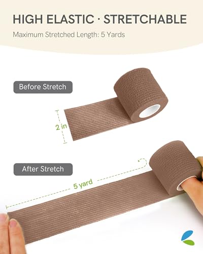 FriCARE Self Adhesive Bandage Wrap, Medical Tape in First Aid Kit | Elastic Cohesive Bandages for Sports/Vet/Wrist Ankle Wounds, 2 Inches X 5 Yards, Latex-free 6 Rolls, Ocean Depth - color: Ocean Depth