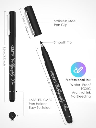 KEMYR 4 Sizes Black Fineliner Micro Drawing Pens, Waterproof Pigment Ink | Archival Ink,AP Certified Calligraphy Pens with Case for Illustration,Journaling,Sketching,Manga,Artists And Beginners - color: Black Calligraphy Pens 4PCS,XS-L, style: 4 SIZES,XS-