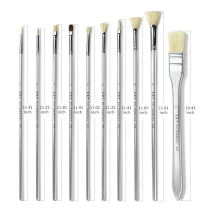 XDT#888 Artist Paint Brush 10 Piece Set Nylon & Hog Hair Extra Long Handle #1#2#3#4#5#6#7#8#9#10, Paint Brush for Acrylic & Oil & Watercolor Painting - color: Silver Hog 10pcs
