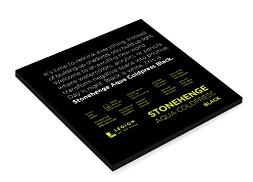 Stonehenge Aqua Black Medium Weight Pad, 140lb, Coldpress, 7 x 7 Inches, 15 Sheets for Wet and Dry Media - size: 7 x 7