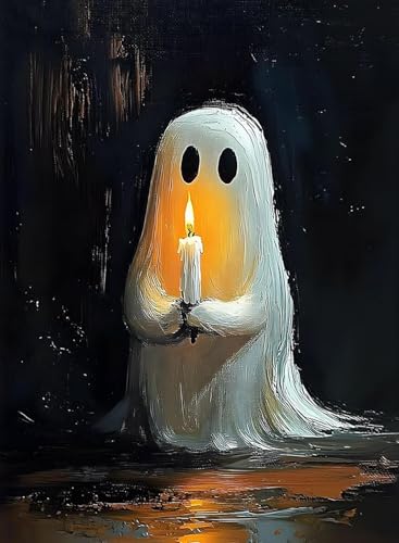 AIBOERL Paint by Numbers Kit for Adults Beginner,Halloween Ghost, 12X16In | DIY Paint by Number for Adults, Beginner Friendly, High-Definition Color Canvas, Stress Relief, Home Decor, Gifts, Unframed - color: YH04096