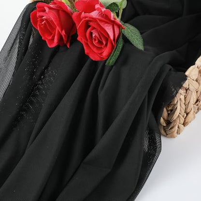 4-Way Stretch Mesh Fabric, Polyester Spandex Power Mesh, 63 inches by 1 Yard, Lightweight Fabric Sheer Meshes for Dancewear Activewear Sportswear Sewing Crafts(Black)