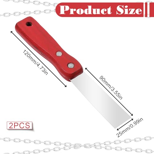 2PCS Small Putty Knife 1 Inch Putty Knife Metal Flexible Spackle Knifes Thin Scraper Tool for Drywall, Decals, Floor Tile, Wall Paper, Patching,Taping, Painting, Scraping Coating