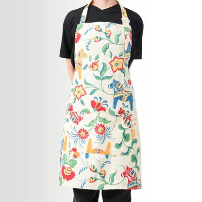 DILLMAN Aprons for Women with Pockets Cotton Linen Cooking Kitchen Baking Soft Durable Floral Gardening Apron - color: White