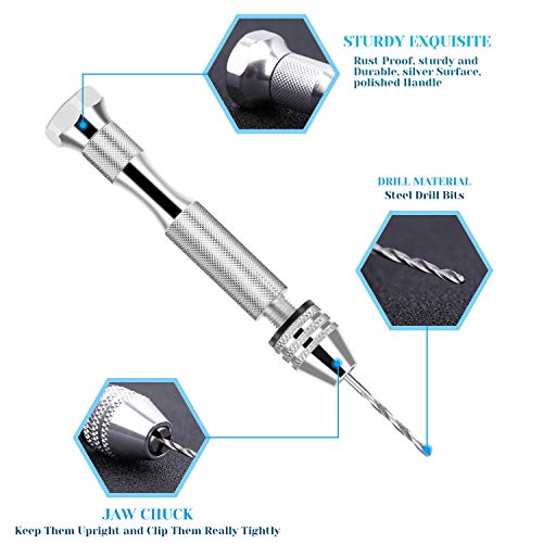 Pin Vise for Resin Casting Molds, Shynek Hand Drill for Jewelry Making Resin Tools Includes 1Pcs Push Hand Drill 10Pcs Drill Bits 480Pcs Eye Screws for DIY Keychain (Gold+silver) - color: Silver and Gold