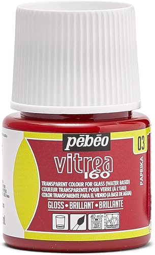 Pebeo Vitrea 160, Glossy Glass Paint, 45 ml Bottle - Paprika - color: Paprika