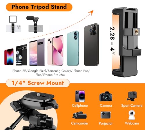 JOILCAN Phone Tripod Stand - 67" Aluminum Extendable Tripod with Remote - color: Dark, size: 67 Inch