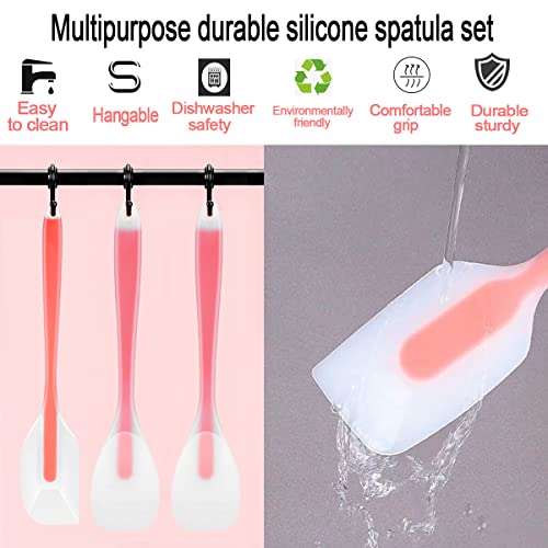 KLAQQED 9Pcs Spatulas Silicone Heat Resistant Silicone Spatula Set Small Mini Long Jar Spatulas for Nonstick Cookware, Rubber Silicone Spoon Spatula Set for Baking Mixing Cooking Kitchen Utensils Set - color: Colorful