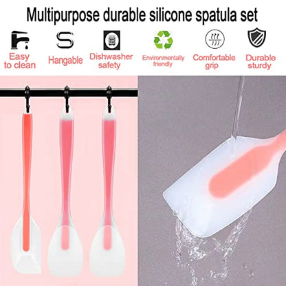 KLAQQED 9Pcs Spatulas Silicone Heat Resistant Silicone Spatula Set Small Mini Long Jar Spatulas for Nonstick Cookware, Rubber Silicone Spoon Spatula Set for Baking Mixing Cooking Kitchen Utensils Set - color: Colorful
