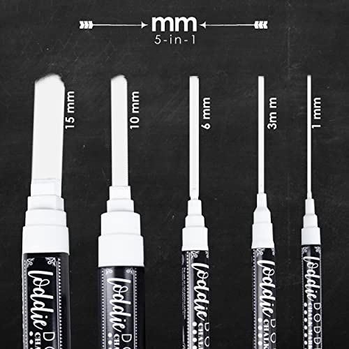 Loddie Doddie Chalk Markers, 1-15mm Tips, Windows & Glass, White, 5 Pack - size: 5 Count (Pack of 1)