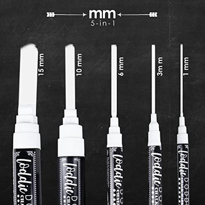 Loddie Doddie Chalk Markers, 1-15mm Tips, Windows & Glass, White, 5 Pack - size: 5 Count (Pack of 1)