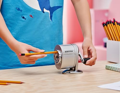Bostitch Metal Manual Pencil Sharpener, Silver (MPS1-CH)