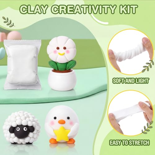 VioraWhite 100 Pcs Air Dry Clay Bulk Modeling Clay for Kids Lightweight Foam Modeling Clays DIY Molding Clays for Kids Adults Crafts Gifts School Project Supplies (White) - color: White