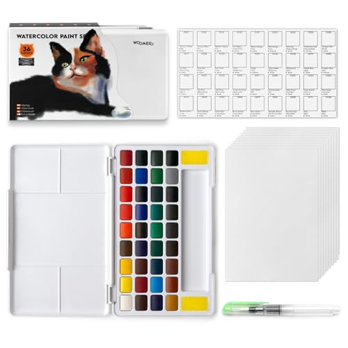 Woomer 36-Color Watercolor Paint Set for Beginners with Large Mix Palette