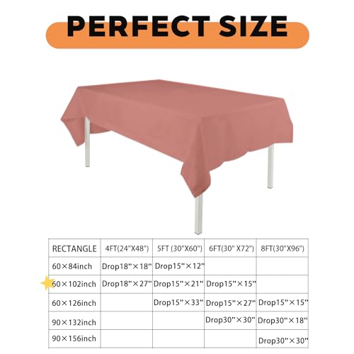 TWINPRET Rectangle Tablecloth 60 x 102 Inch, Pink Waterproof Washable Polyester Table Cloth - Stain & Oil Resistant Rectangular Table Cover for Banquet & Party (Fits 6 Foot Tables) [2 Pack] - color: Pink, size: 2 Pack 60*102 In