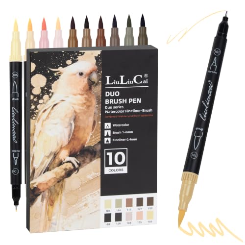 LIULIUCAI 10 Skin Tone Dual Marker, Fine & Brush Tip Pens for Coloring - color: 10 Skin
