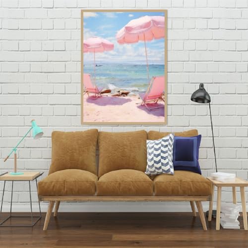 Chicken Diamond Art Kits for Adults,Beach Diamond Painting Kits 12X16 Inch | 5D Diamond Art Paintings for Beginners,Round Full Drill Diamond Dot Tools Kit,Extra Diamonds,Stress Relief Craft,DIY Gift - color: Beach-260204