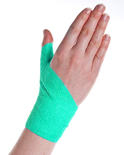 RISEN Cohesive Bandage 2” x 5 Yards, 6 Rolls, Self Adherent Wrap Medical Tape, Adhesive Flexible Breathable First Aid Gauze Ideal for Stretch Athletic - color: Mint Green, size: 6 Count (Pack of 1)