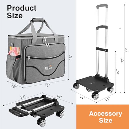Rolling Craft Bag With Wheels, Teacher Tote Organizer With Detachable Cart - color: Grey