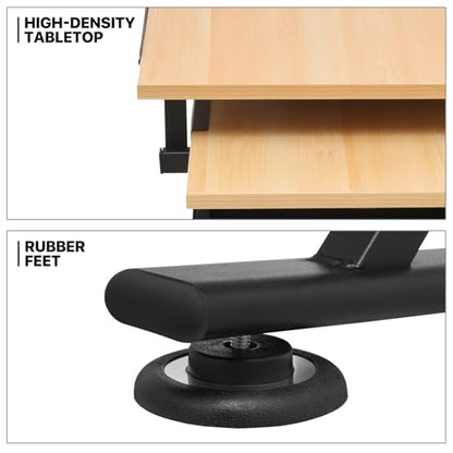 39‘’ Adjustable Drafting Table & Stool Set with Storage, Natural | Versatile Art Desk and Craft Center Home Study Room Artist Desk - color: Natural/Black