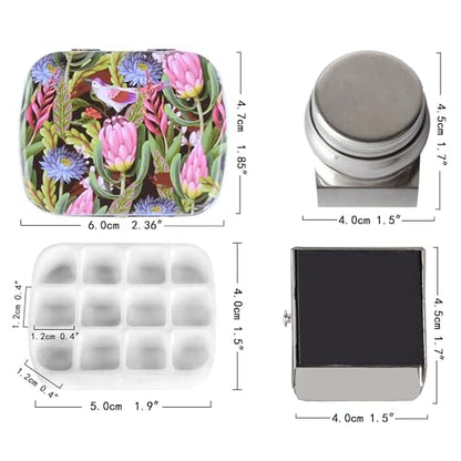 Portable Travel Watercolor Palette, Mini Metal Tin Box,12-Well Empty Tins - color: Outdoor Painting Set-flowers and Birds