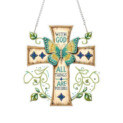 RYMILIE Hanging Diamond Art Kits for Adults Butterfly Cross 8x8inch - color: DP02505
