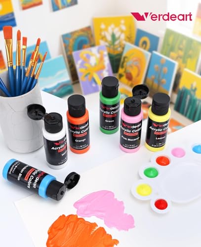 Acrylic Paint Set - 50 Colors 2 oz/59 ml Acrylic Paints for Professional Artists with 10 Brushes , Art Supplies for Painting Canvas Rock Wood Ceramic Glass Art Craft Painting, Rich Pigments Lasting Quality for Beginners, Students & Professional Artist - s