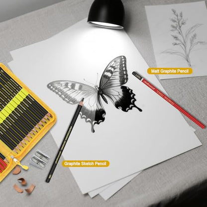 Heshengping Sketching and Drawing Pencils Set 26pcs, Art Supplies Drawing pencil Kit,Graphite Charcoal Professional Pencils Set, Adults Beginners Artist - style: 26 Pack Sketching Pencils Yellow