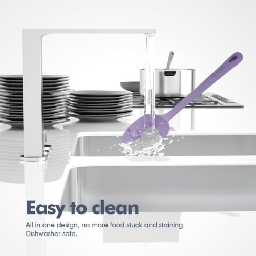 ChefAide 5 Pieces Silicone Spatula Set, Food Grade Rubber Spatula, Upgrade Strong Handle with Ergonomic Grip, Heat Resistant Up to 600°F for Nonstick Cookware, Cooking - color: Light Purple, size: 5 pieces
