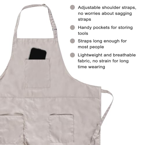Pottery Split-Leg Make Ceramic Apron, Long Split-Leg Artist Painting Apron with 3 Pockets for Men and Women - color: Khaki