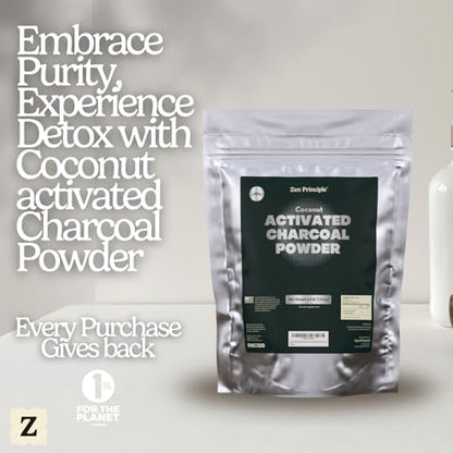 Zen Principle Coconut Activated Charcoal Powder. Whitens Teeth, Rejuvenates Skin and Hair, Supports Better Digestion. USA-Owned Producers, 2.5 lb - size: 40 Ounce (Pack of 1)