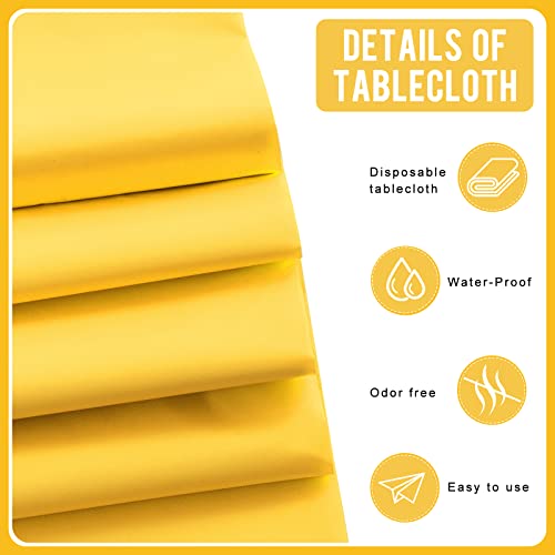 Eleclassi Yellow 6 Pack Premium Disposable Plastic Tablecloth 54 x 108 in - Plastic Table Cloth Disposable Tablecloth for Rectangle Table Up to 8 Feet - color: Yellow