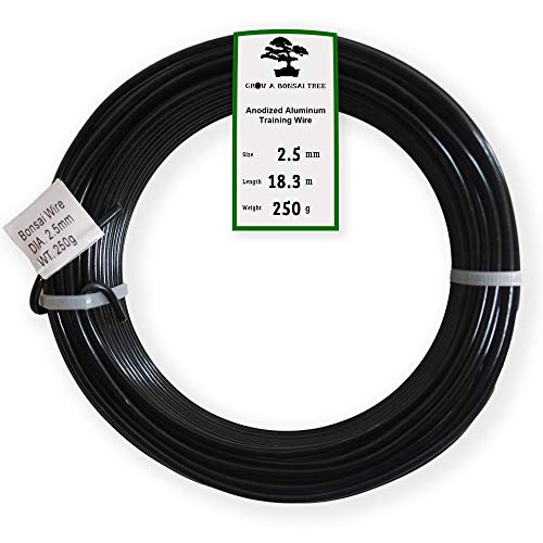 Anodized Aluminum 2.5mm Bonsai Training Wire 250g Large Roll (60 feet) - Choose Your Size and Color (2.5mm, Black) - color: Black, size: 2.5mm